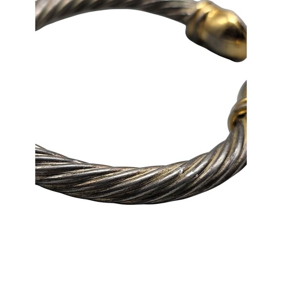 Twisted Cable Open Cuff Bracelet Lion Head End Caps Adjustable Silver/Gold Tone - Picture 14 of 16
